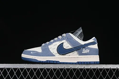 All categories Nk SB Dunk Series Nk SB Dunk Low High-end customized low-top sneakers Nike SB Dunk Low Stusi co-branded Aqua blue denim Anniversary high-end customized low-top casual sneakers JJ2508-562